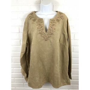 New Cappagallo Long Sleeve Micro Suede Top